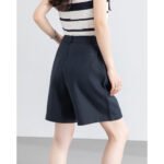 Women's High Waist Linen Cropped Shorts - Image 2