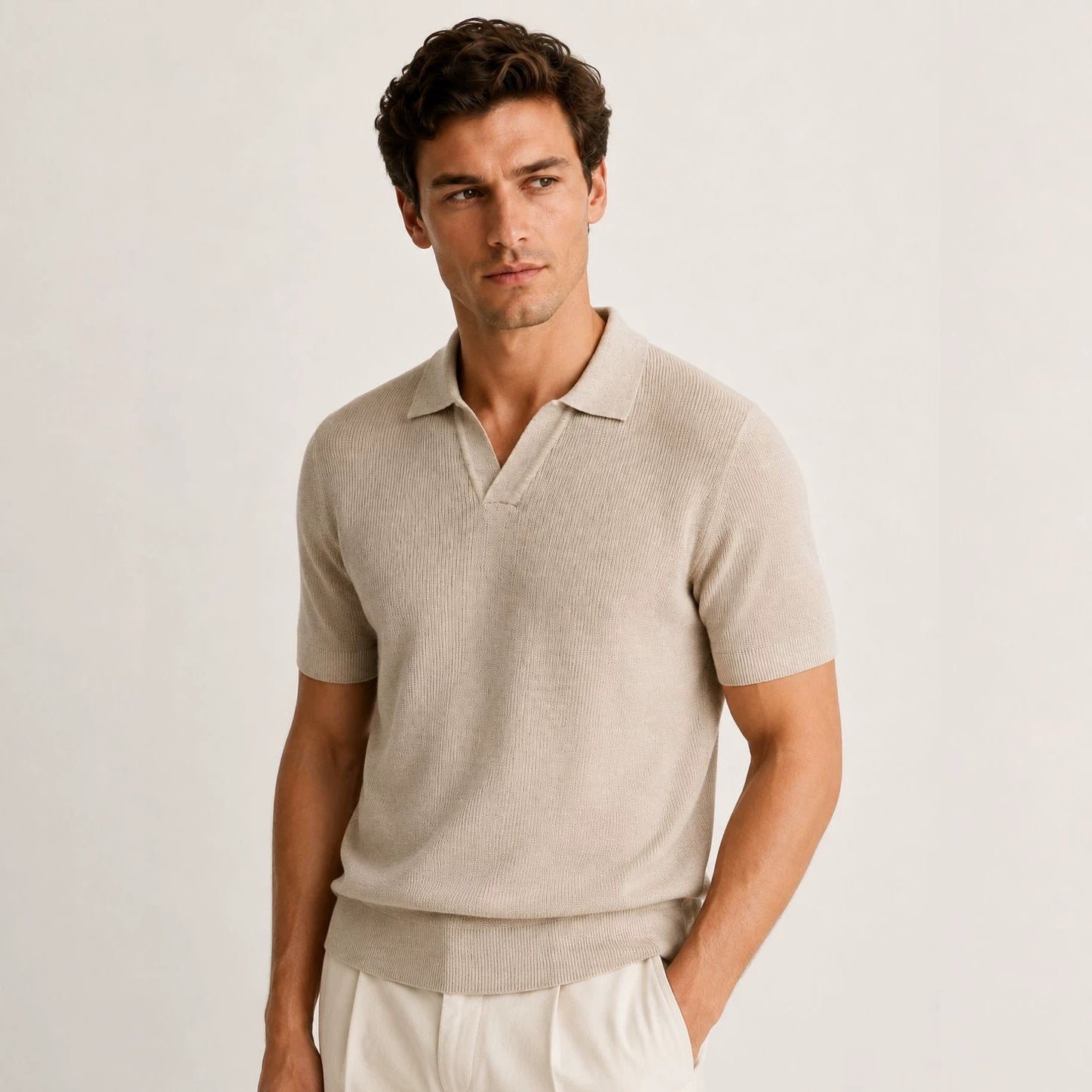 038a607a-5a67-4fe8-92fb-65e10230c7a7 Men's Breathable Linen Blend Polo Shirt - Image 1