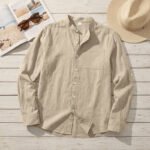 Men's Linen Stand-Up Collar Shirt - Image 7
