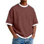 Men's Casual Contrast Color Short Sleeve T-Shirt - Image 2