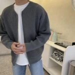 Men's Knitted Cardigan with Funnel Neck - Image 10