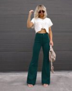 Women's Corduroy Slim-Fit Flared Trousers - Image 13