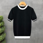 Mens Short Sleeve Knit T Shirt with Contrast Trim - Image 5