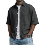 Mens Short Sleeve Button Up Shirt with Casual Fit - Image 8