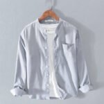 Men's Stand-Up Collar Long-Sleeved Dress Shirt - Image 2