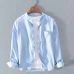 Men's Stand-Up Collar Long-Sleeved Dress Shirt - Image 3