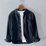 Men's Stand-Up Collar Long-Sleeved Dress Shirt - Image 4