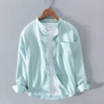 Men's Stand-Up Collar Long-Sleeved Dress Shirt - Image 5