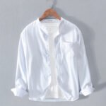 Men's Stand-Up Collar Long-Sleeved Dress Shirt - Image 6