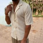 Men's Short Sleeve Polo Shirt with Lace Detailing - Image 2