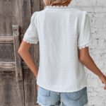 Women's Lace V-neck Short Sleeve Blouse - Image 6