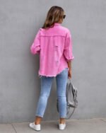 Women's Casual Ripped Shirt Jacket for Stylish Everyday Wear - Image 2