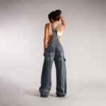 Women's Loose Denim Dungarees with Pockets - Image 2