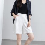 Women's High Waist Linen Cropped Shorts