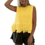 Women's Sleeveless Knitted Vest with Tassel Hem - Image 5