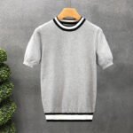 Mens Short Sleeve Knit T Shirt with Contrast Trim - Image 6