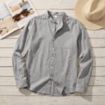 Men's Linen Stand-Up Collar Shirt - Image 9