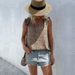 Women's Sleeveless Top with Leopard Print