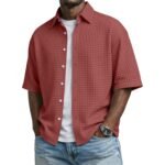 Mens Short Sleeve Button Up Shirt with Casual Fit - Image 3