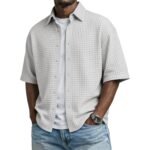 Mens Short Sleeve Button Up Shirt with Casual Fit - Image 7