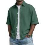 Mens Short Sleeve Button Up Shirt with Casual Fit - Image 11