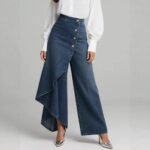 Women's Ruffled Button Wide-leg Trousers - Image 2