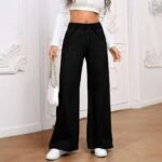 Women's Wide Leg Black Jeans - Image 4