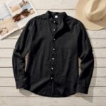 Men's Linen Stand-Up Collar Shirt - Image 6