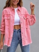 Women's Casual Ripped Shirt Jacket for Stylish Everyday Wear - Image 17