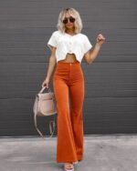 Women's Corduroy Slim-Fit Flared Trousers