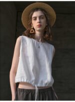 Women's Casual Sleeveless Drawstring Top - Image 2