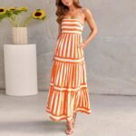 Women's Striped Suspender Long Dress - Image 6