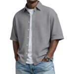 Mens Short Sleeve Button Up Shirt with Casual Fit - Image 6
