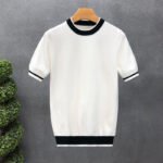Mens Short Sleeve Knit T Shirt with Contrast Trim - Image 7