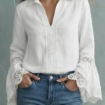 Women's Elegant Blouse with Lace Trim