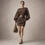 Womens Elegant Knit Mini Dress with Belted Waist
