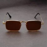 Men's Bold Rectangular Sunglasses in Metal Frame - Image 9