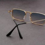 Men's Bold Rectangular Sunglasses in Metal Frame - Image 3