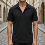 Men's Casual Short Sleeve Ribbed Polo