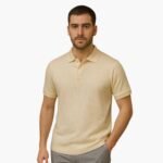 Men's Ribbed Polo Shirt with Classic Collar and Three-Button Placket