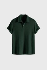 Men's Ribbed Short Sleeve Polo Shirt