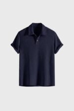 Men's Ribbed Short Sleeve Polo Shirt - Image 3