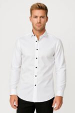 Men's Slim Fit Long Sleeve Dress Shirt - Image 3