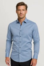 Men's Slim Fit Long Sleeve Dress Shirt - Image 5