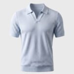 Men's Textured Collar V-Neck Polo Shirt