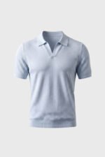 Men's Textured Collar V-Neck Polo Shirt