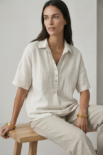 Women's Short-Sleeved Button Blouse - Image 13