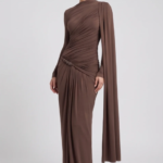 Women's Slim Fit Pleated Long Sleeve Formal Dress