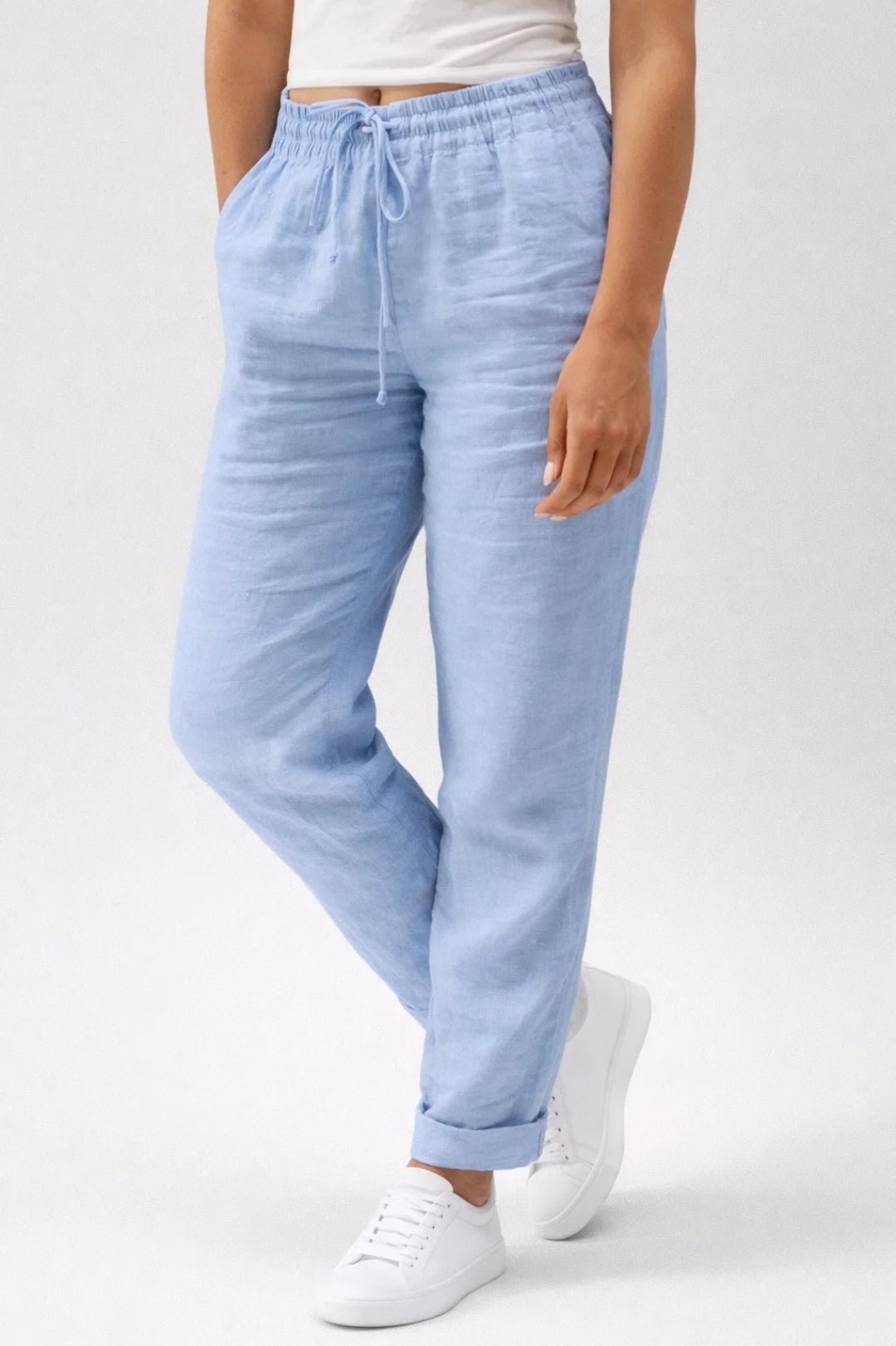Women_s_Airy_Straight_Trousers_with_Drawstring_Waist_0 Women's Airy Straight Trousers with Drawstring Waist - Image 1