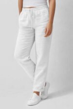 Women's Airy Straight Trousers with Drawstring Waist - Image 2